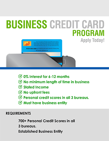 BUILD STARTUP CREDIT FOR EVERY SITUATION IN 30 DAYS!
PROGRAMS & SERVICES!
Trade Credit | Corporate Cards | Store Credit Cards | Vehicle Credit | Fleet Cards | Net 30, 60 & 90 Vendors | LLC, S Corp, C Corp Credit | EIN Credit Not Linked To SSN | No Personal Guarantees Or Credit Checks | Loans | Tradelines | Credit Building | Chase | Discover | BofA | Barclays | Elan, Capital One | Experian | Equifax | TransUnion | D&B & More